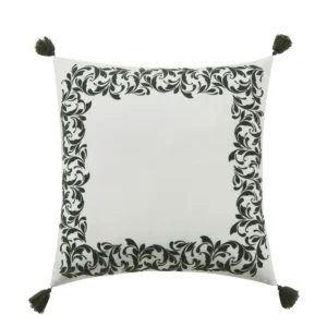 My Texas House Natalie 20" x 20" Green Flocked Velvet Decorative Pillow Cover